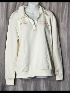 Denim & Flower by Ricky Singh Cream Half-Zip Pullover Sweatshirt